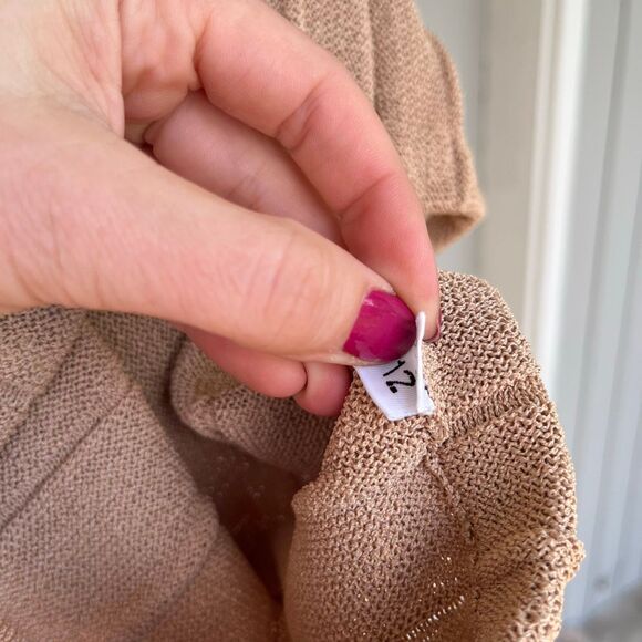 VTG 80s Castleberry Marbled Satin Blouse Pleated Knit Skirt Set M/L USA - Picture 8 of 12